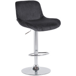 Tabouret de bar Solon en chrome et velours noir