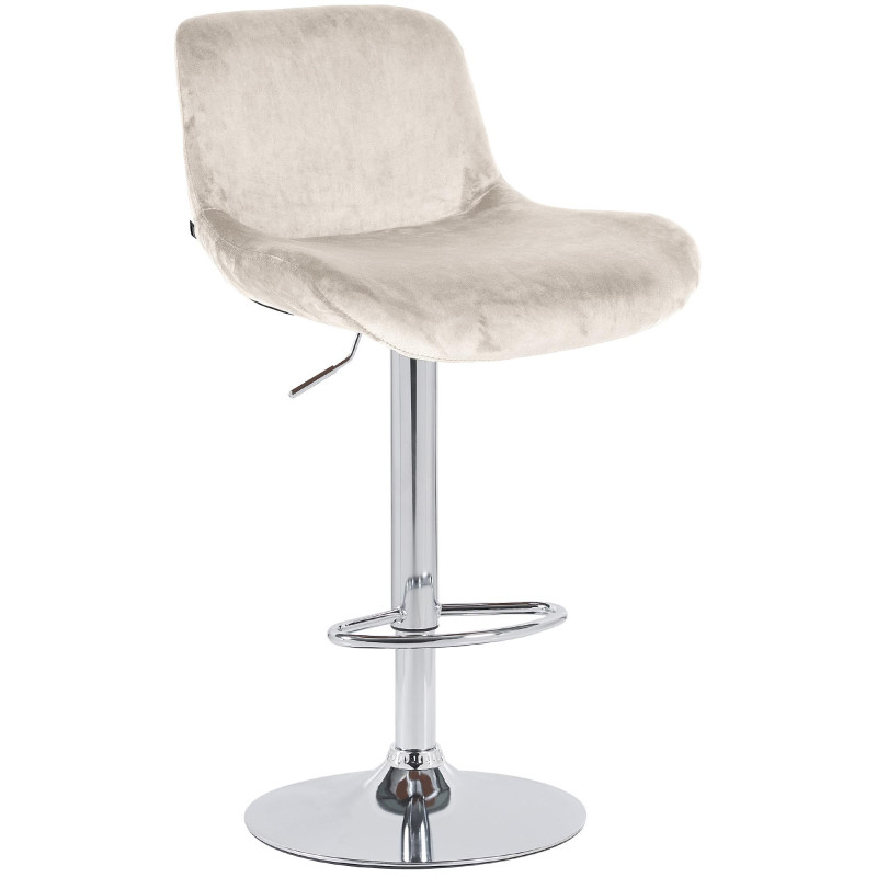 Tabouret de bar Solon, chrome, velours, crème