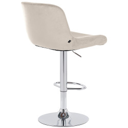 Tabouret de bar Solon, chrome, velours, crème