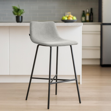 Tabouret de bar Altona en tissu gris