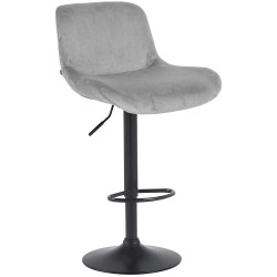 Tabouret de bar Solon, velours noir, gris