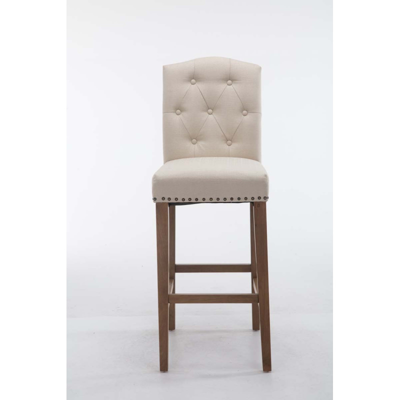 Tabouret de bar Louise en tissu crème clair antique