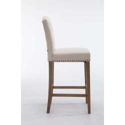 Tabouret de bar Louise en tissu crème clair antique