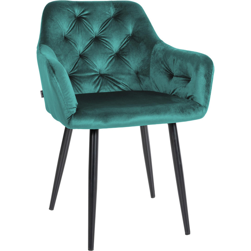 Chaise de salle à manger en velours Stanley | vert foncé