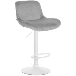 Tabouret de bar Solon, velours blanc, gris