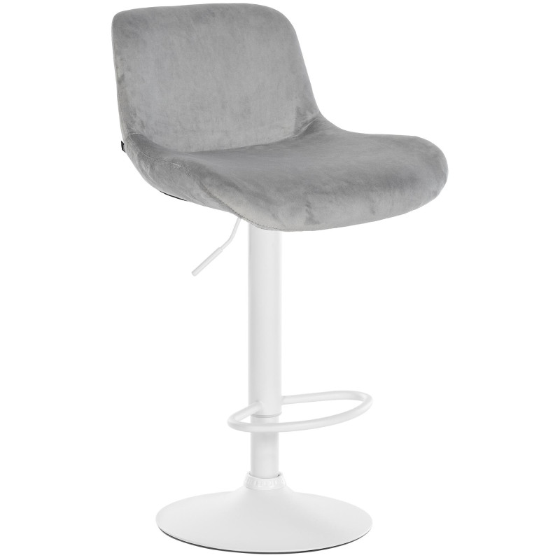 Tabouret de bar Solon, velours blanc, gris
