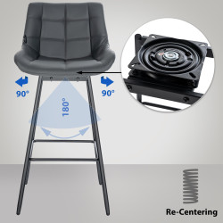 Lot de 4 tabourets de bar pivotants Weston en similicuir gris