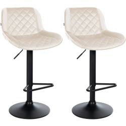 Set di 2 sgabelli da bar Kasson velluto crema