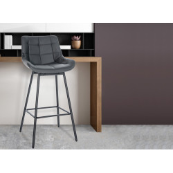 Lot de 4 tabourets de bar pivotants Weston en similicuir gris