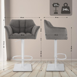 Taburete de bar Damaso W Cord, color topo