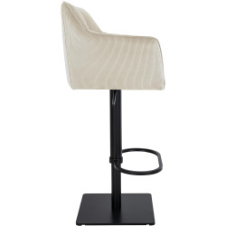 Tabouret de bar Damaso B en velours côtelé, crème