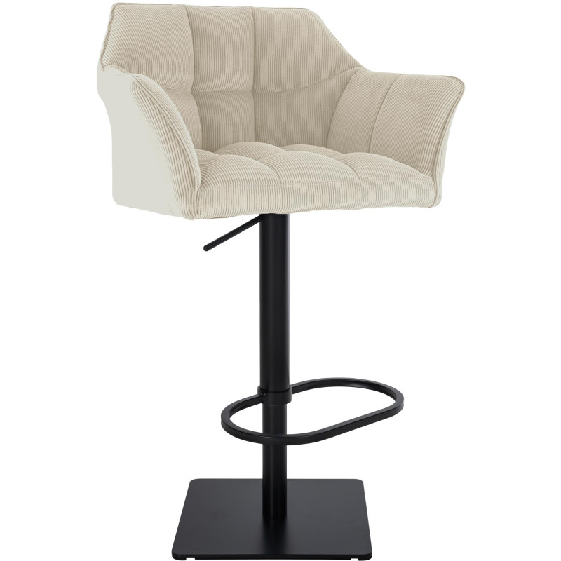 Tabouret de bar Damaso B en velours côtelé, crème