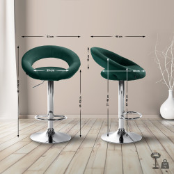 Tabouret de bar Olinda velours vert chrome