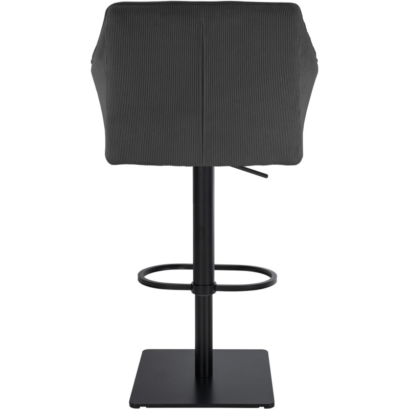 Tabouret de bar Damaso B en velours côtelé, gris foncé