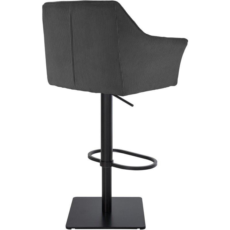 Tabouret de bar Damaso B en velours côtelé, gris foncé
