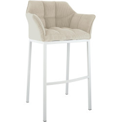 Sgabello da bar Damaso W Cord con struttura a 4 gambe, crema