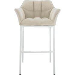 Banqueta de bar Damaso W Cord com estrutura de 4 pés, cor creme