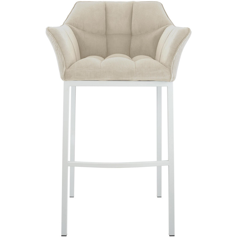 Banqueta de bar Damaso W Cord com estrutura de 4 pés, cor creme