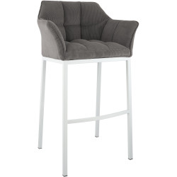 Tabouret de bar Damaso W Cord à piètement 4 pieds, taupe