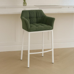 Sgabello da bar Damaso W Cord con struttura a 4 gambe, verde
