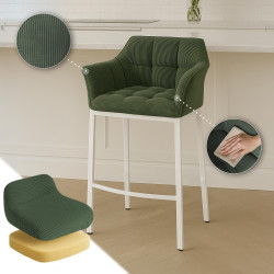Taburete de bar Damaso W Cord con estructura de 4 patas, verde