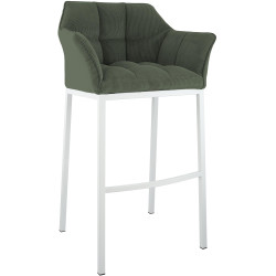 Taburete de bar Damaso W Cord con estructura de 4 patas, verde