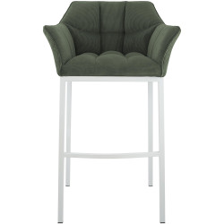 Taburete de bar Damaso W Cord con estructura de 4 patas, verde