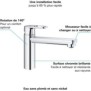 GROHE Robinet évier de cuisine Start Flow, mitigeur monocommande avec mousseur économique d'eau, rotation 140°, chromé, 31691000