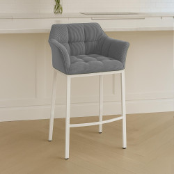 Taburete de bar Damaso W Cord con estructura de 4 patas, gris
