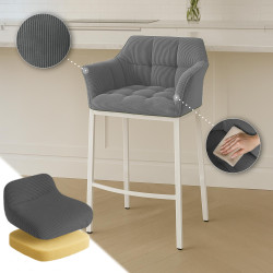 Taburete de bar Damaso W Cord con estructura de 4 patas, gris