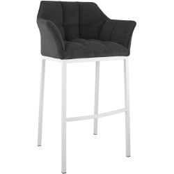 Taburete de bar Damaso W Cord con estructura de 4 patas, gris oscuro