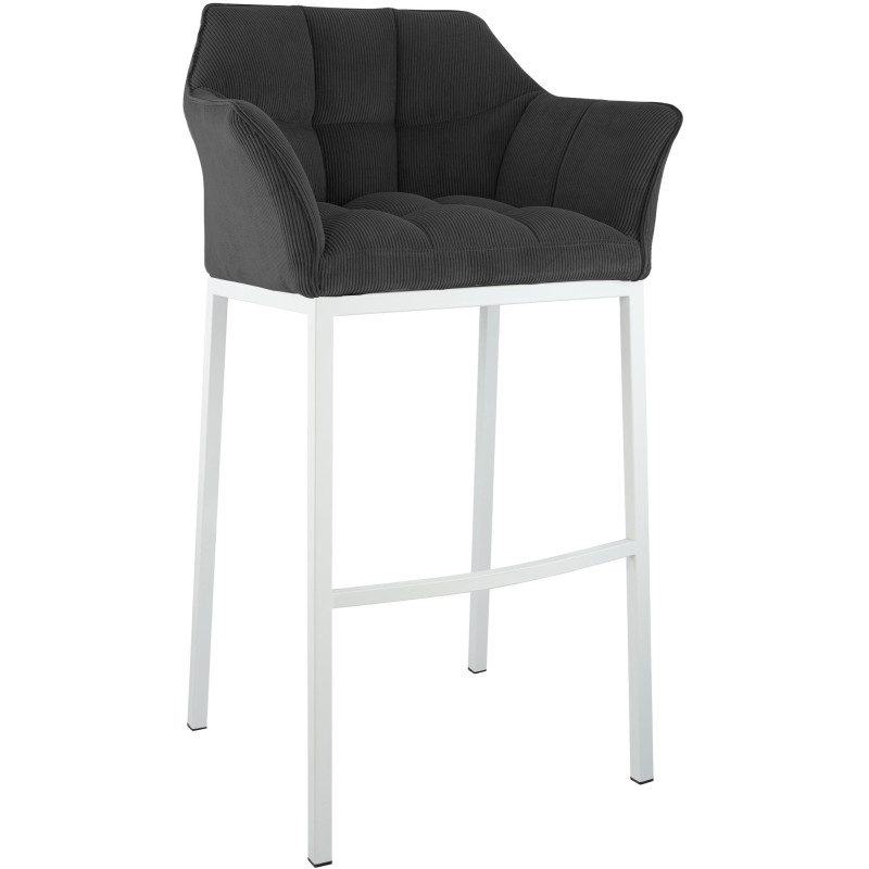 Taburete de bar Damaso W Cord con estructura de 4 patas, gris oscuro