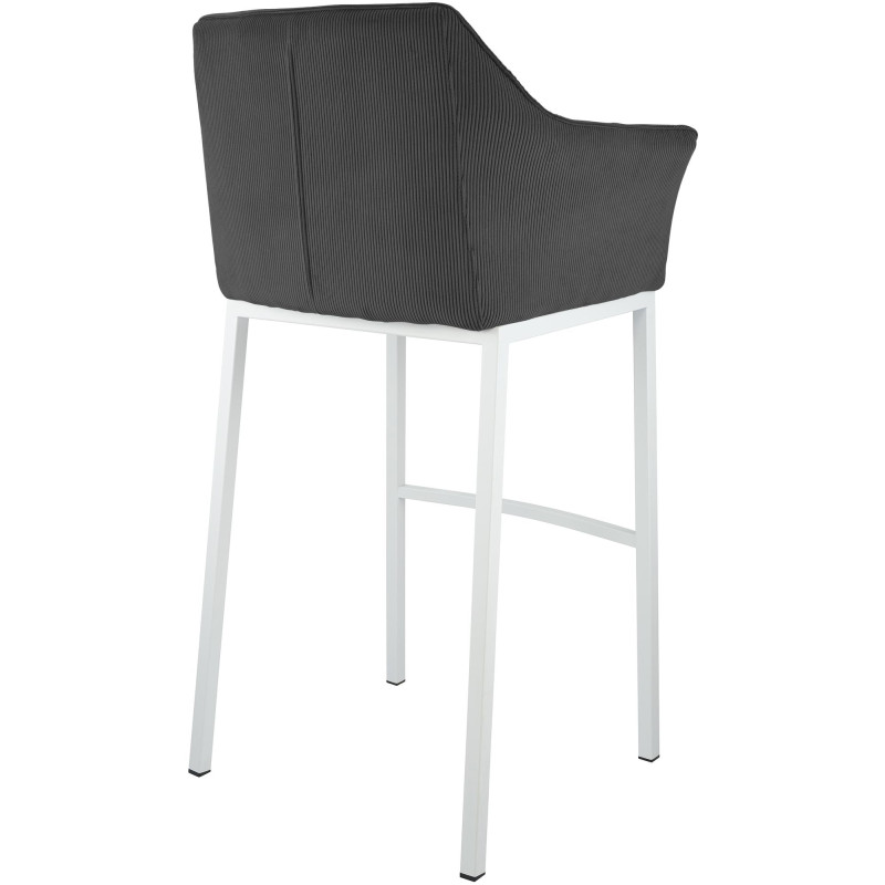 Tabouret de bar Damaso W Cord à piètement 4 pieds, gris foncé
