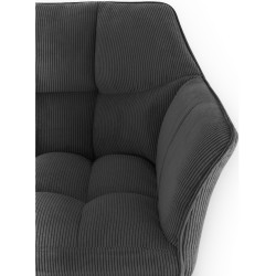 Taburete de bar Damaso W Cord con estructura de 4 patas, gris oscuro