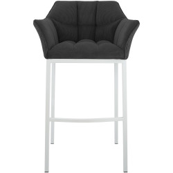 Taburete de bar Damaso W Cord con estructura de 4 patas, gris oscuro