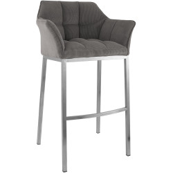 Tabouret de bar Damaso E Cord à piètement 4 pieds, taupe