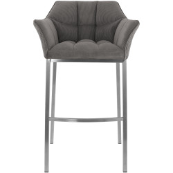 Tabouret de bar Damaso E Cord à piètement 4 pieds, taupe