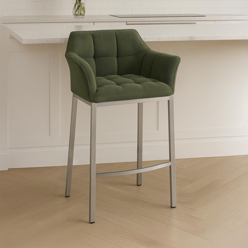 Tabouret de bar Damaso E Cord à 4 pieds, vert