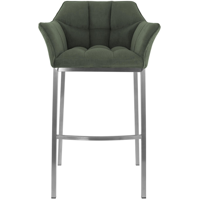 Taburete de bar Damaso E Cord con estructura de 4 patas, verde