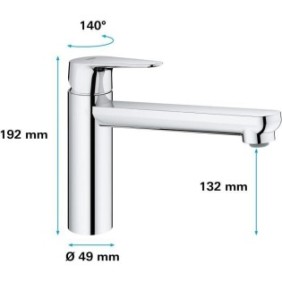 GROHE Robinet évier de cuisine Start curve, mousseur économique d'eau, sans tirette de vidage, bonde de vidage incluses, 3171700