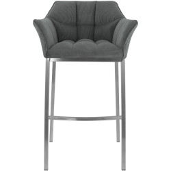 Tabouret de bar Damaso E Cord à piètement 4 pieds, gris