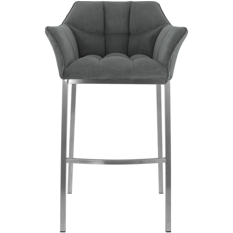 Sgabello da bar Damaso E Cord con struttura a 4 gambe, grigio