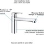 GROHE Robinet évier de cuisine Start curve, mousseur économique d'eau, sans tirette de vidage, bonde de vidage incluses, 3171700