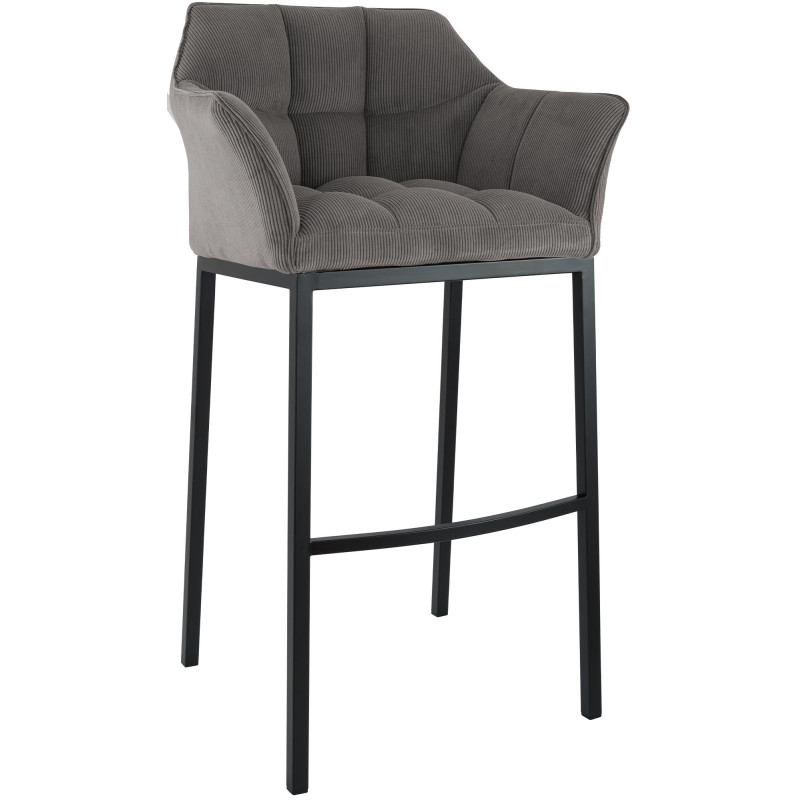 Tabouret de bar Damaso B Cord à piètement 4 pieds, taupe