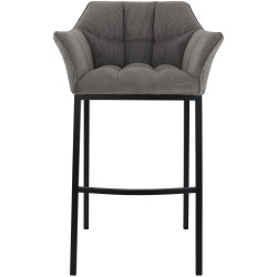 Tabouret de bar Damaso B Cord à piètement 4 pieds, taupe