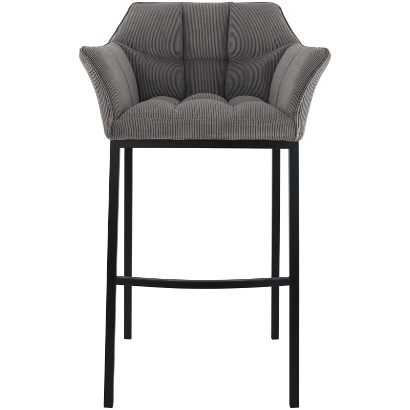 Sgabello da bar Damaso B Cord con struttura a 4 gambe, tortora