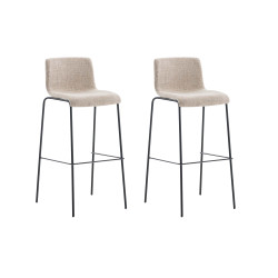 Lot de 2 tabourets de bar Hoover tissu 4 pieds noir