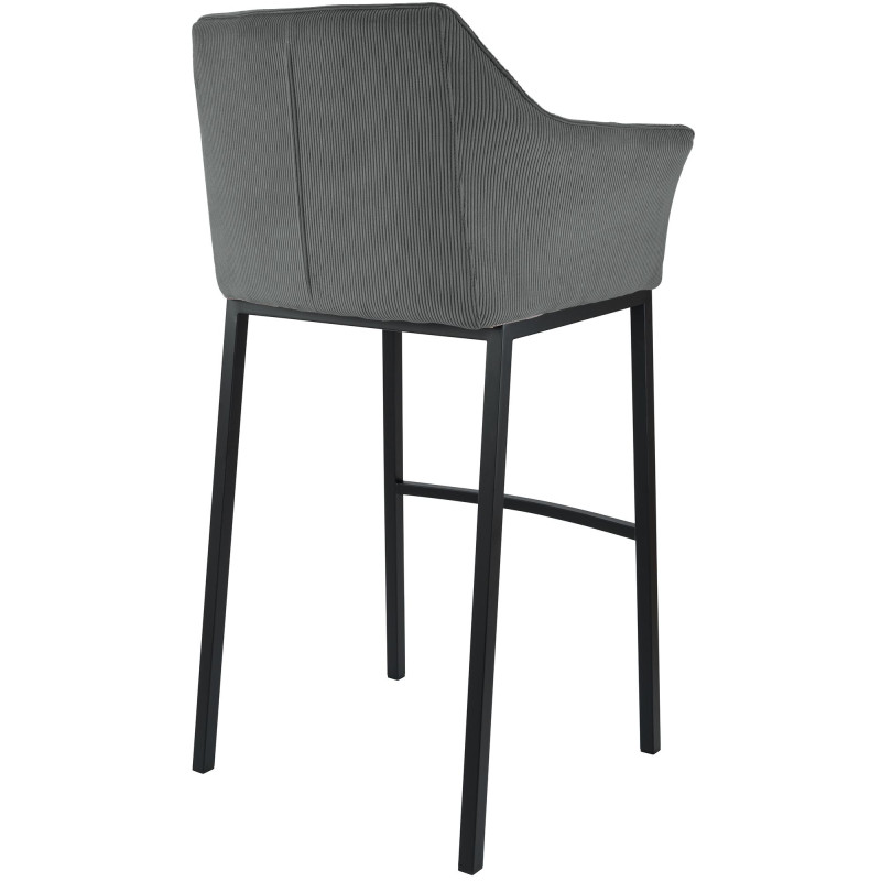 Taburete de bar Damaso B Cord con estructura de 4 patas, gris