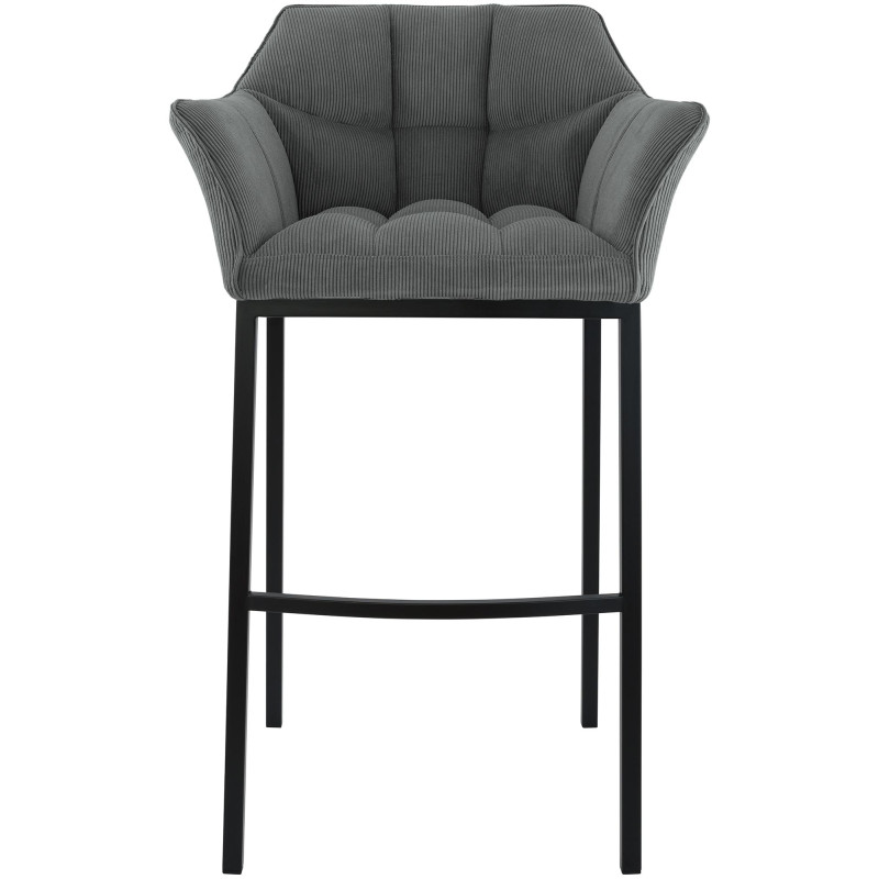 Taburete de bar Damaso B Cord con estructura de 4 patas, gris