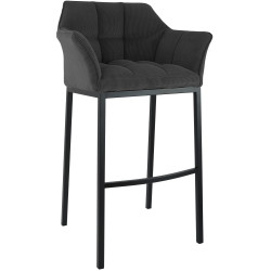 Sgabello da bar Damaso B Cord con struttura a 4 gambe, grigio scuro